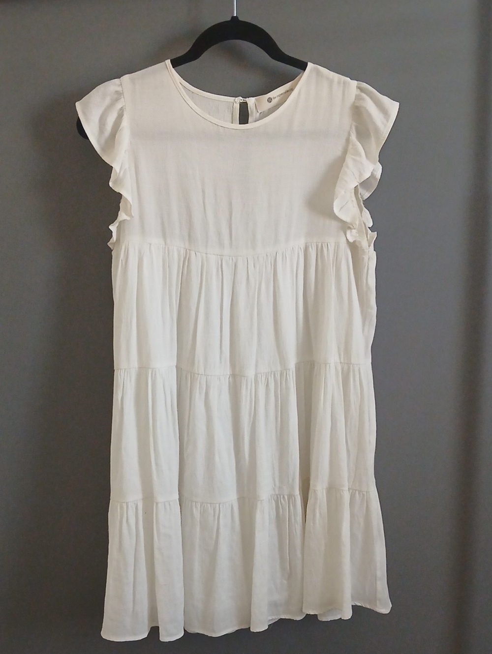The Impeccable Pig Cream Tiered Ruffle-Sleeve Dress